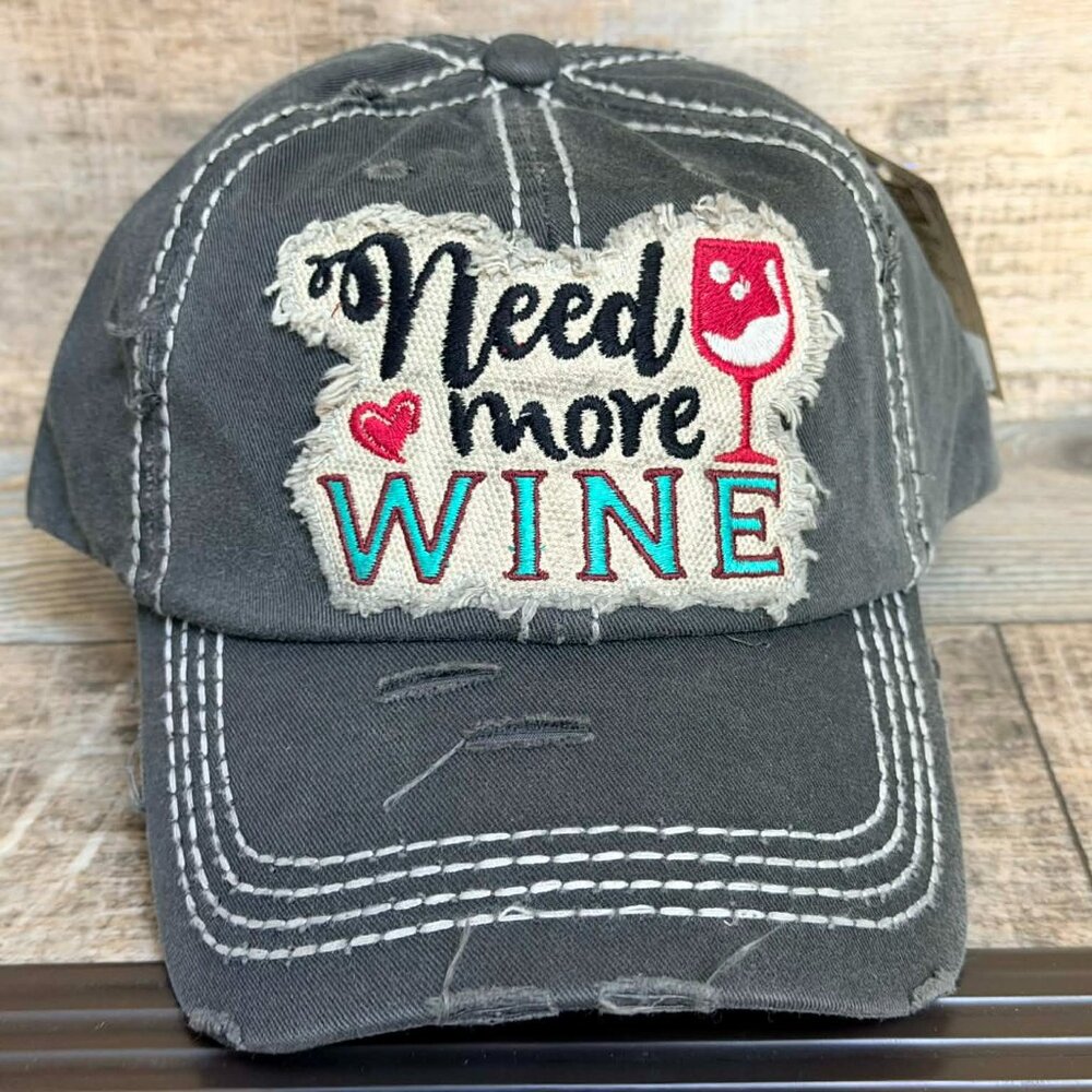 KBETHOS Distressed Black Need More Wine Baseball Cap adjustable closure